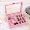 Fashionable, simple, large-capacity, portable, multi-compartment suede exquisite jewelry box, earrings, necklace and ring storage box details Picture